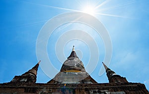 Old pagoda in temple at ayutaya province,Thailand