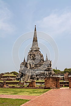 Old pagodas within Wat Phra Si Sanphet was the holiest temple in Ayutthaya photo