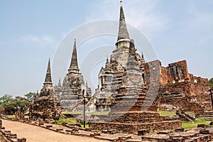 Old pagodas within Wat Phra Si Sanphet was the holiest temple in Ayutthaya photo