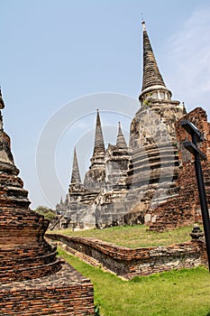 Old pagodas within Wat Phra Si Sanphet was the holiest temple in Ayutthaya photo