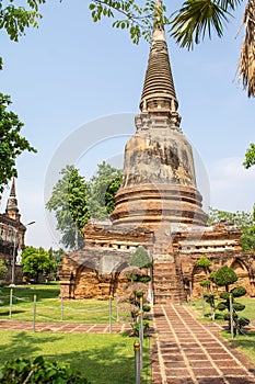 Old pagodas within Wat Yai Chai Mongkol the important historical temple and there are outstanding architectures