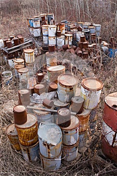 Old paint cans