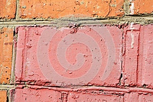Old painted brick wall background. Brick wall texture