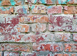 Old painted brick wall texture background