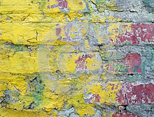 Old painted brick wall texture background