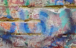 Old painted brick wall texture background