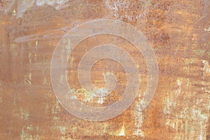 An old painted sheet of rusty metal. Abstract vintage background.