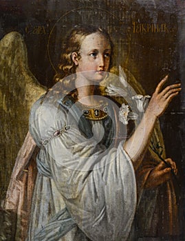 Old painting of an angel Gabriel