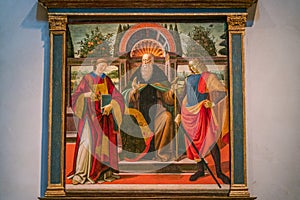 Old painting from the Quattrocento period in Saint Lawrence Basilica in Florence, Tuscany, Italy.