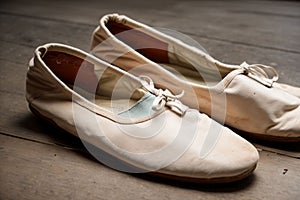 An old pair of ballet shoes abandoned and forgotten