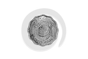 Old Pakistani Ten Rupee Coin Isolated On white