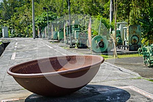 Old pan used at tin mining works