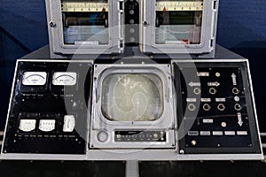 Old panel on an electronics hardware