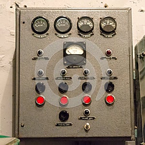 Old panel on an electronics hardware