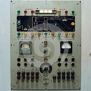 Old panel on an electronics hardware