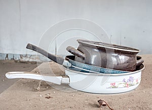 Old pans and pots image