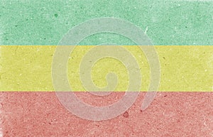 Old paper background. Rastafarian horizontal flag, texture, raster illustration