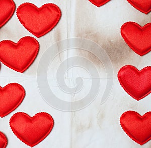 Old paper background with red hearts