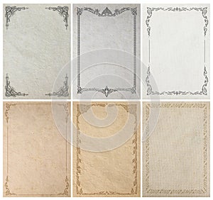 Old paper background texture with vintage frame border