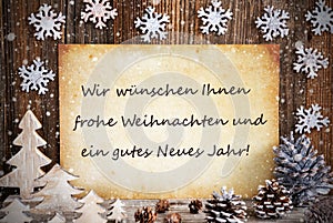 Old Paper, Christmas Decoration, Gutes Neues Means Happy New Year, Snowflakes