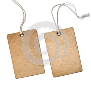 Old paper cloth tag or label set isolated