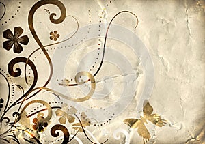 Old paper with floral pattern