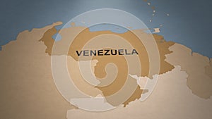 Old Paper Map of Venezuela