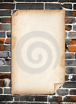 Old Paper on Old Brick Wall