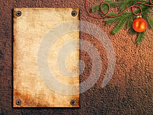 Old paper on painted walls