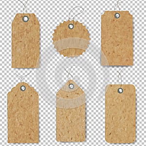 Old Paper Price Tag Set Isolated Transparent Background