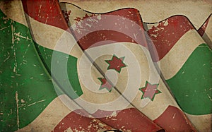 Old Paper Print - Waving Flag of Burundi