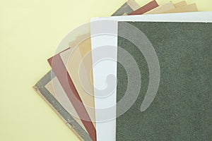 Old paper retro stack on yellow background