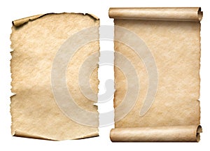 Old paper scrolls or parchments 3d illustration set