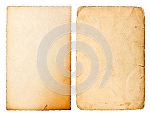 Old paper sheet with edges isolated on white background