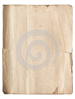 Old paper sheet isolated on white