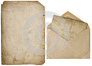 Old paper sheet isolated white background cardboard texture