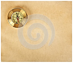 Old paper texture with golden compass