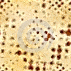 Old paper texture with grunge halftone dots, seamless pattern