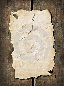 Old paper on the wood
