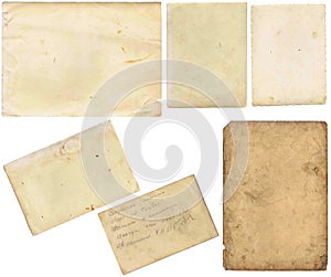 Old papers set isolated on white background with clipping path.