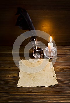 Old papers on a wooden table