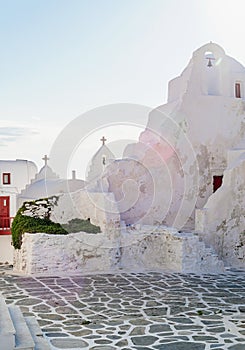 Old Paraportiani 14 century church  - the most famous and popular place on the island Mykonos