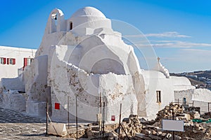 Old Paraportiani 14 century church  - the most famous and popular place on the island Mykonos