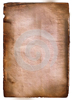 Old parchment with burnt and perforated edges on the sides of brown