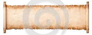 Old parchment paper scroll sheet vintage aged or texture isolated on white background