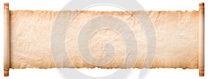 Old parchment paper scroll sheet vintage aged or texture isolated on white background