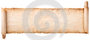 Old parchment paper scroll sheet vintage aged or texture isolated on white background