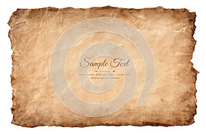 Old parchment paper sheet vintage aged or texture isolated on white background