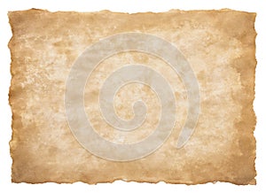 Old parchment paper sheet vintage aged or texture isolated on white background