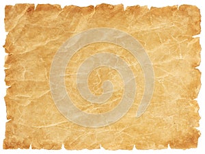 Old parchment paper sheet vintage aged or texture isolated on white background